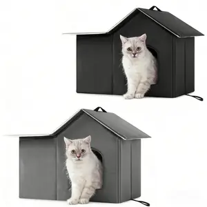 Outdoor Stray Cat Warm Bed - Thickened Winter Style Oxford Fabric Design, Waterproof & Rainproof Weatherproof Insulated Cat Shelter, Ideal for Courtyard Feral Cat Outdoor Use