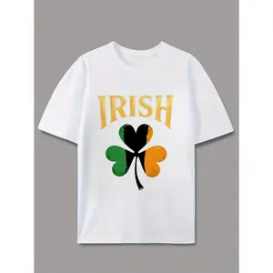 Men's Irish Retro T-Shirt Shamrock & Irish Flag Design St Patrick's Day Gift Suitable for Irish-Themed Parties, Casual Wear, Round Neck Regular Fit Machine Washable Irish Apparel for Pubs & (3-13Y)