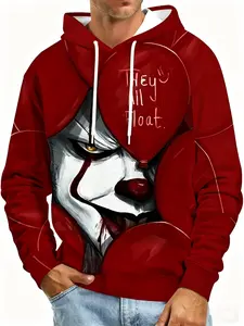 Men's 3D Digital Printed Hoodie - Casual Sports Long Sleeve Pullover with Kangaroo Pocket, Perfect for Fall and Winter