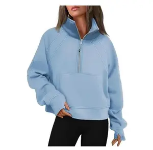 State of Bliss Women's Casual Athletic Quarter Zip Scuba Pullover Sweatshirt with Fleece Lining and Kangaroo Pockets