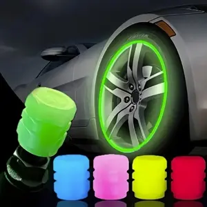 Car Tire Valve Stem Cap, 4 Counts/set Durable Abs Material Luminous Tire Valve Stem Cover, Fashionable Vehicle Accessories for Car, Bicycle & Motorcycle, Car Accessories