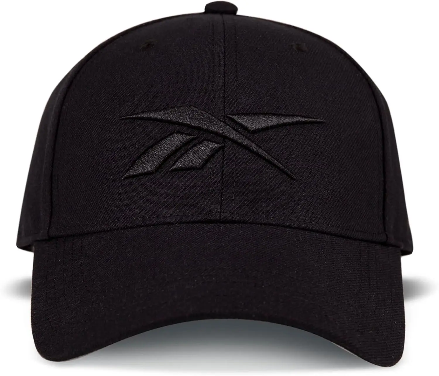 Reebok Running Hat - Black 6-Panel Cap with Embroidered Eyelets, Adjustable Snapback Closure, Lightweight, Quick Drying, Sun Protection, Recycled Materials