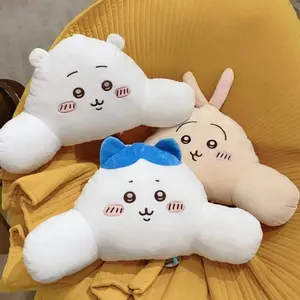 Cute Chiikawa Hachiware Back Cushion Adorable Usagi Plush Lumbar Support Pillow for Office Car Sofa Soft Waist Rest Gift Girl