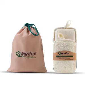 Waritex Egyptian Loofah Rectangular Body Scrubbers with Hand Strap, Exfoliating Bath Pads Made from Natural Egyptian Loofah Fibers, Gentle Deep Cleansing for Men and Women in Shower 2 Count (1 Pack)