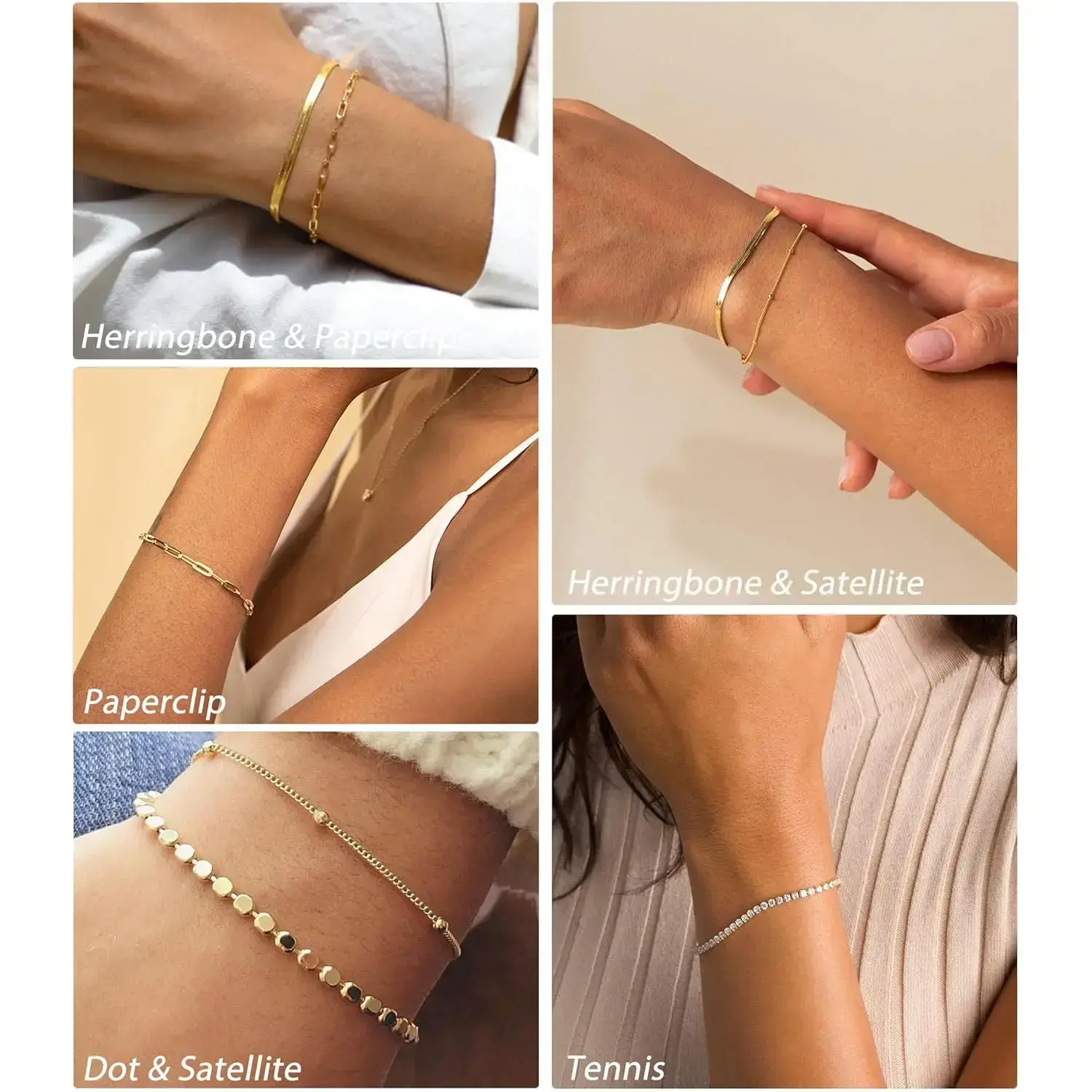 Waterproof Bracelets for Women Trendy Fashion Stackable Tennis Beaded Figaro Herringbone Paperclip Link Bracelet Pack Stack Gifts for Women Waterproof Bracelets for Women Trendy Fashion Stackable Tennis Beaded Figaro Herringbone Paperclip Link Bracelet Pack Stack Gifts for Women