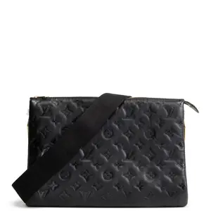 Pre-owned Louis Vuitton Embossed lambskin Crossbody Bags Monogram Coussin MM Black