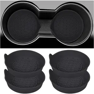 4 count  Cup Holder Coaster,  Non-Slip  Cup Holder Insert Pads, Automotive Interior Insulation Drink Cup Mats Decor Accessories, Universal for SUV, Sedan,  (Black)