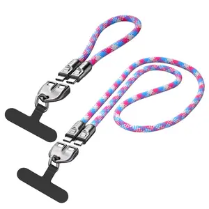240W Dual Type-C Super Fast Charge Data Cable 2-in-1 with Wrist Strap, Anti-Fall Braided Design, Universal for Mobile Phones and Computers, 5A Quick Charge + High-Speed Transfer, Durable and Toughness Design, USB C Cables