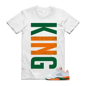 5 Miami Hurricanes Brilliant Orange Pine Green White T Shirt Match KING VERT
