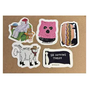 Sticker 5-pack with Fun Designs for Cats and Food Lovers Perfect for Decor and Gifting
