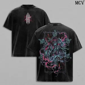 Akaza Infinity Castle T-Shirt – Demon Slayer Kimetsu no Yaiba Vintage Washed Oversized Heavy Cotton Unisex Tee Retro Anime Manga Streetwear Graphic Top Anime Merch Gift for Fans