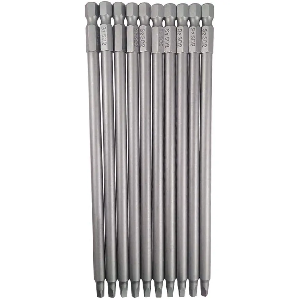 10 count Square  Bit Set #2 Square Drive 1/4-Inch Shank  Bits, 5.9 Inch Length