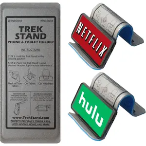 Trek Stand Flexible Phone and Small Tablet Holder for Airplane, Office, Desk, Treadmill, Hotel, Kitchen, Plane Travel Essentials