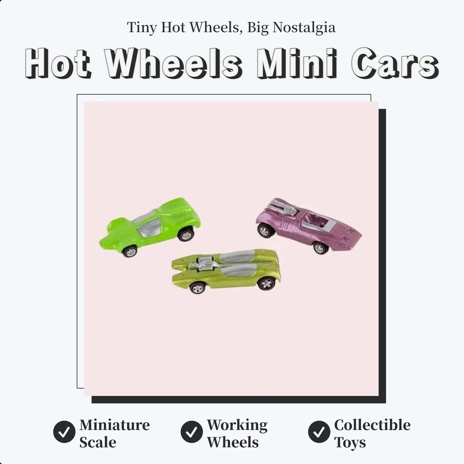 World's Smallest Hot Wheels Car Assortment - Series 9 Mini Die, Cast Cars with Working Wheels, Tiny Collectibles, Including Double Vision, Peeping Bomb, Spittin Image, Pocket-Sized Retro, Toy for Kids Collectors