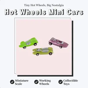 World's Smallest Hot Wheels Car Assortment - Series 9 Mini Die, Cast Cars with Working Wheels, Tiny Collectibles, Including Double Vision, Peeping Bomb, Spittin Image, Pocket-Sized Retro, Toy for Kids Collectors