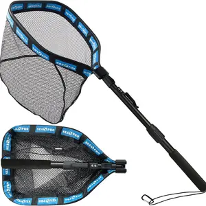 Floating Fishing Net for Trout Salmon Catfish, Rubber Coated for Easy Catch & Release, Compact Foldable Design for Anglers, Fishing Equipment