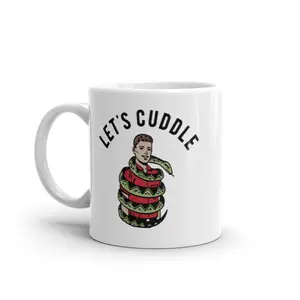 Lets Cuddle Mug Funny Sarcastic Snake Hug Graphic Novelty Coffee Cup - 11oz Funny Coffee Mugs Ceramic Printed Drinkware Cup