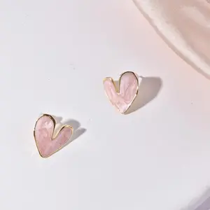 Crystal Heart Stud Earrings - Pink Heart Design, Dainty and Timeless - Perfect Gift for Birthday or Christmas