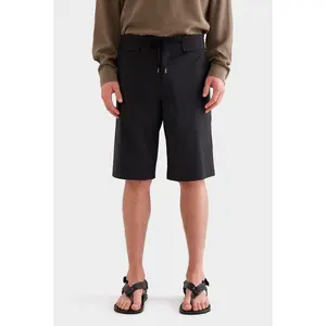 Fixed Waist Wool Short - Black