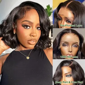 Bob Wig Human Hair 13x4 Body Wave Lace Front Wigs Human Hair 200% Density Wigs for Women (10 Inch)