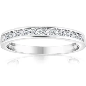 1/2 Ct Diamond Channel Set Wedding Ring 10k White Gold