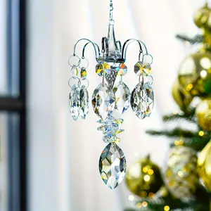 [Rainbow Crystal Ornament] Prism Rainbow Crystal Bead Chandelier Branch Mirror Hanging Ornament | Sun Catcher of Earth and Light Suitable for Home, Garden, Car Decor, Anniversary Gift, Party Gift, Christmas Present, Perfect Gift for Any Occasions