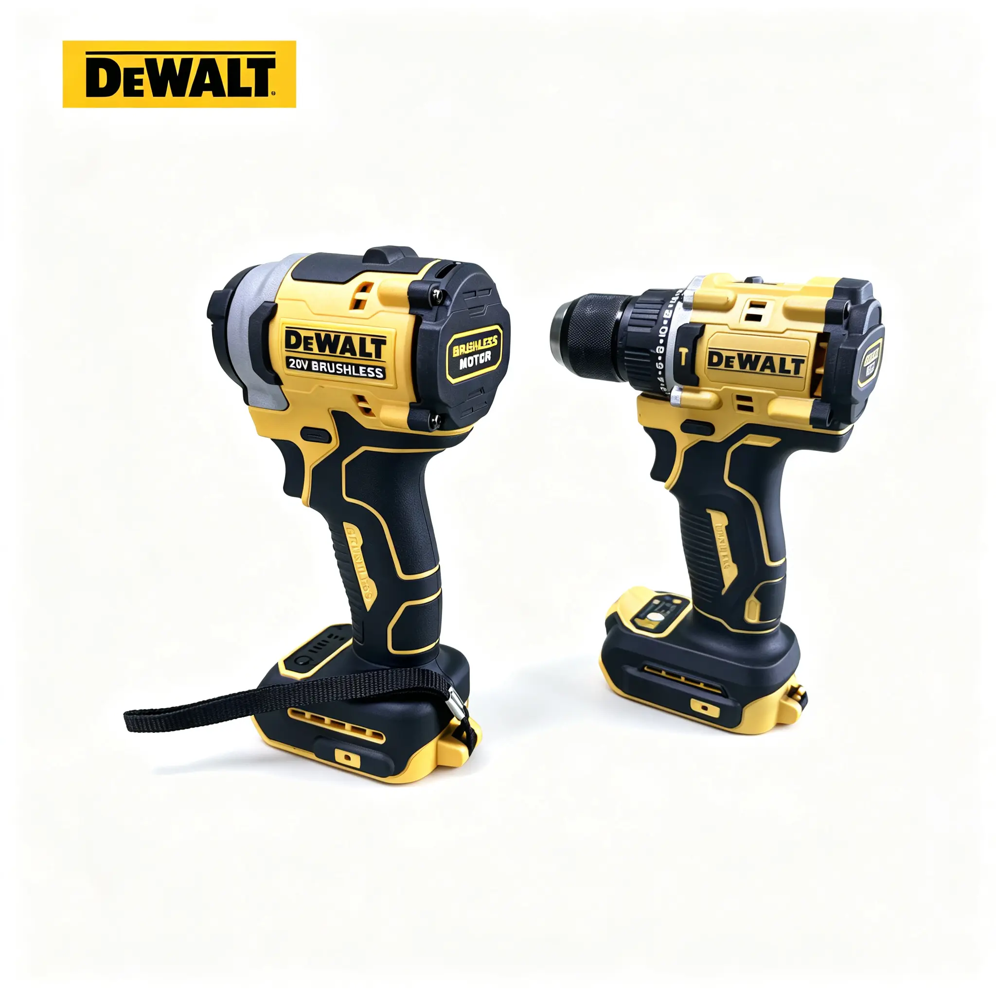 Dewalt 20V MAX XR Brushless 2-Tool Combo Kit - DCD805B Hammer Drill & DCF850B 3-Speed Impact Driver, Bare-Tool with Belt Clips, Bit Holder for Drilling, Construction