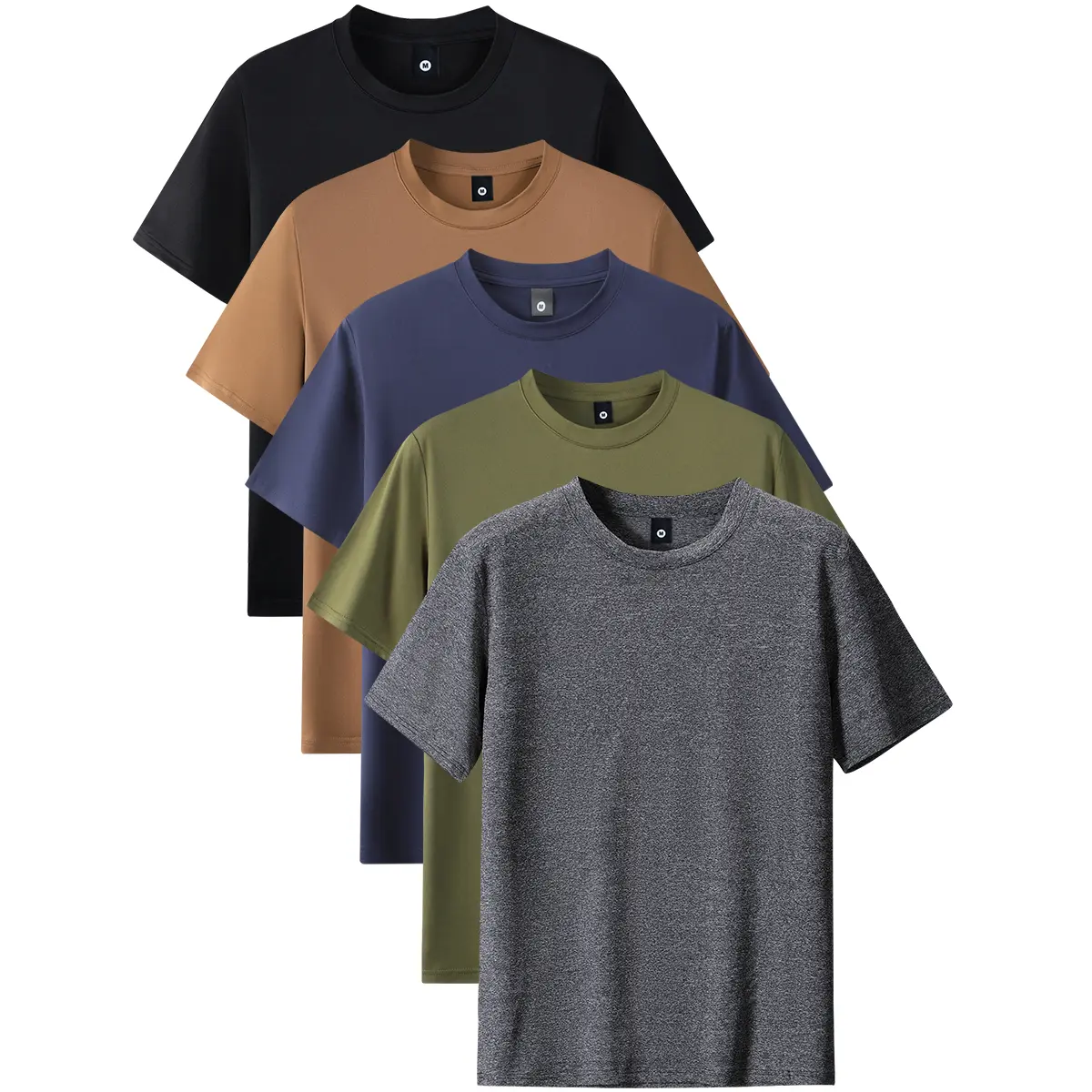 5-Pack Men's New Summer Short-Sleeve T-Shirts Solid Colors Available in Multiple Shades Casual Outdoor Sports Fitness Running Travel Vacation CampingMen's Basic Short-Sleeve Undershirts