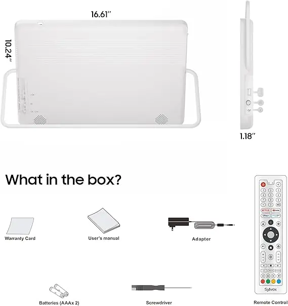 SYLVOX 15.6'' Portable Smart TV 12 Volt Television, 10000Mah Battery ...
