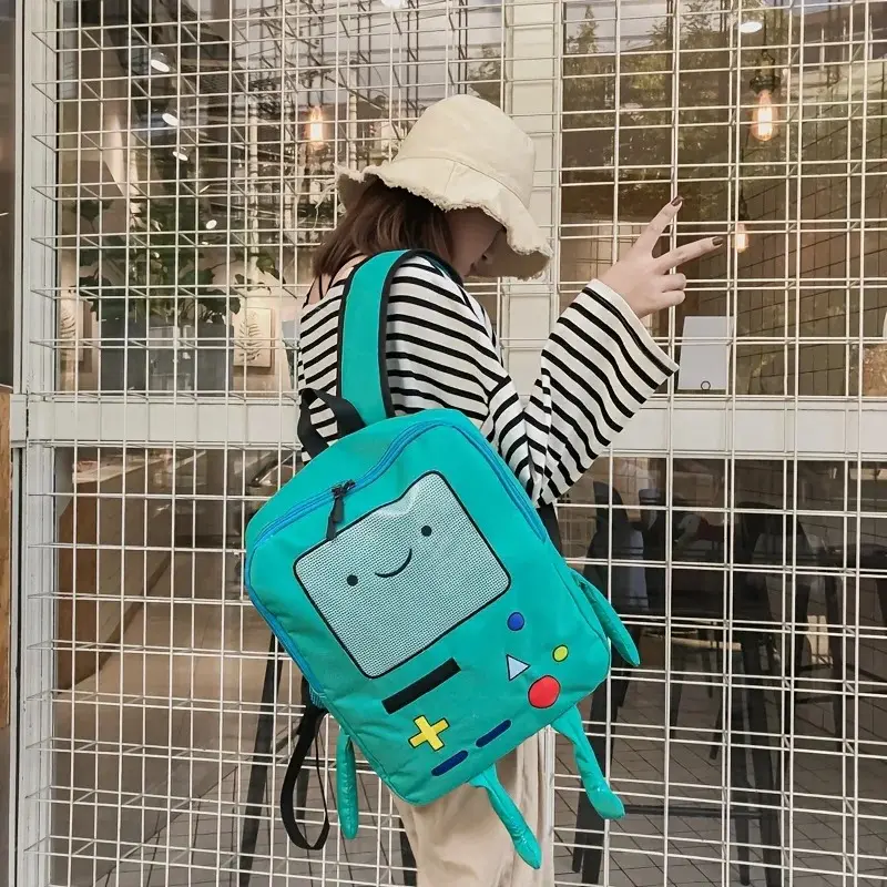 Kawaii 3D Cartoon Robot Backpack 14 Inch Canvas School Bag Fashion Unisex Student Outdoor Rucksack Cute Back To School Kids Gift