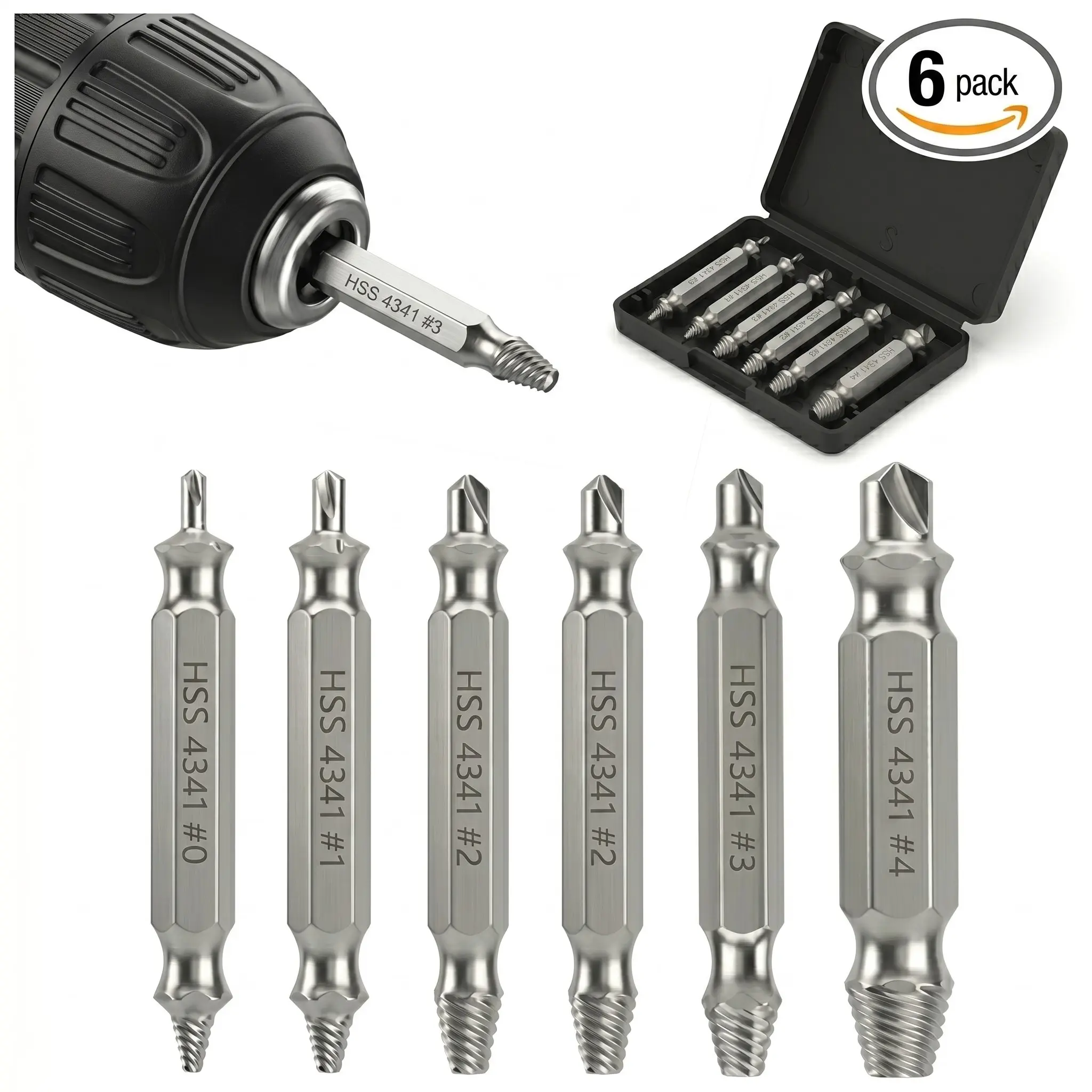 Double-Headed Broken Screw Remover, Hss4341 Dual-End Screw Extraction Tool, Screw Extractor Kit, Efficient Hardware Removal Device for DIY Projects