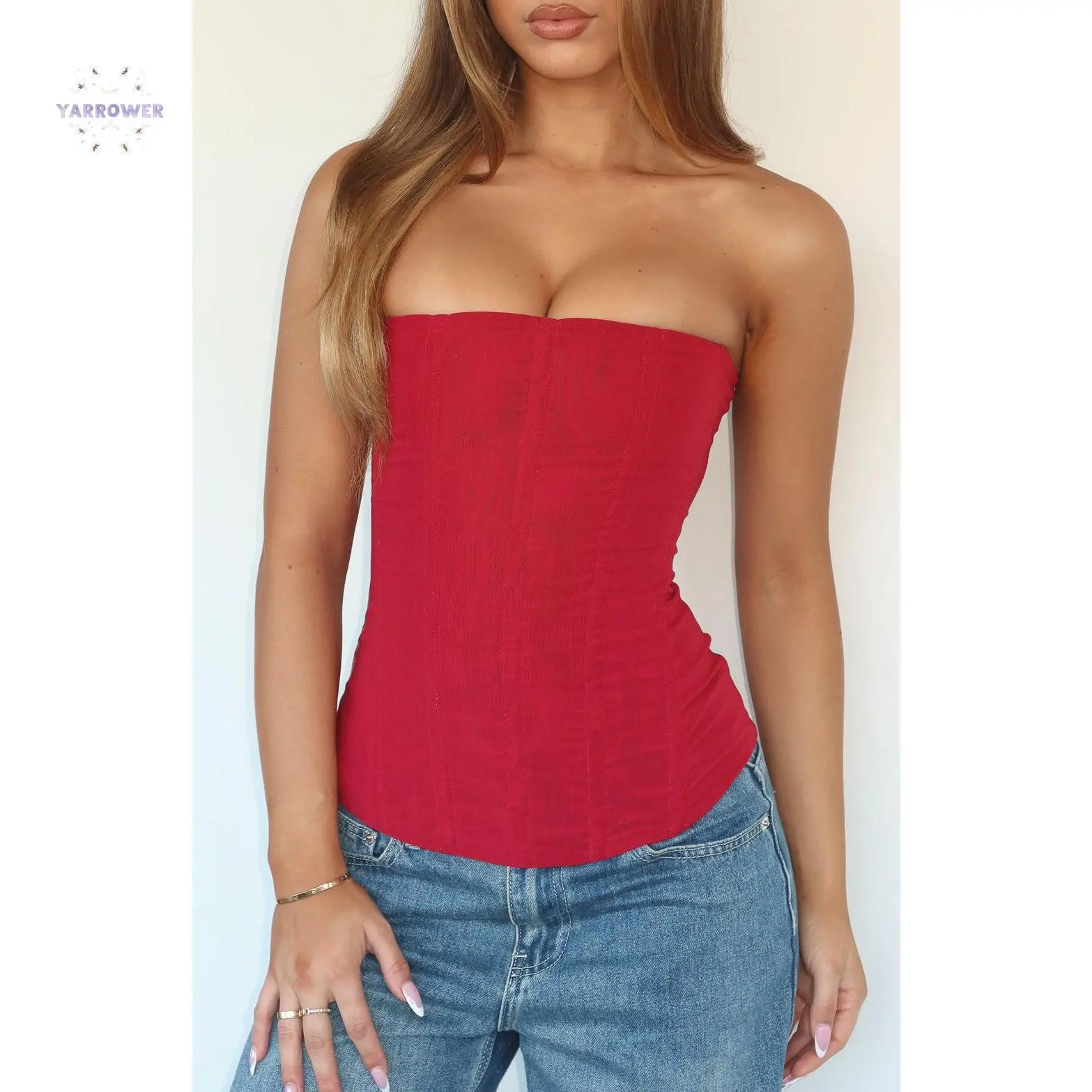Y2K Strapless Bustier Corset Top with Back Zip Closure, Mesh Boned Bodyshaper in Polyester, Solid Color Push-Up Tube Top for Going Out, polished detail, modern cut, refined casual