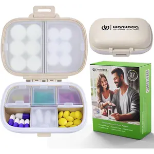 Travel Pill Organizer - Weekly Medicine Box with Labels, Small Cute Portable Pill Case for Daily Vitamins & Medications, Leak-Proof Compact Container for Purse, Gym Bag, Business Trips & Vacations