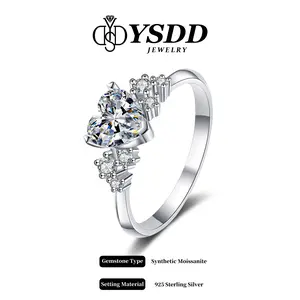 【#598 Heart Kiss】Adorable 1CT Heart Moissanite Ring vvs Synthetic Moissanite Rings in 925 Sterling Silver Engagement Wedding Bands