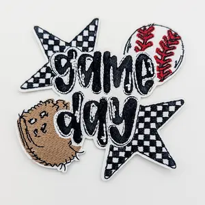 Game Day BASEBALL Checkered Stars HAT Patch