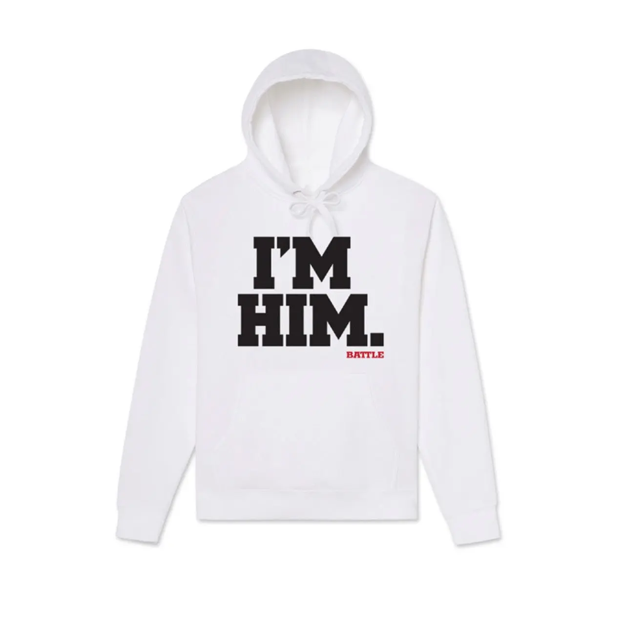 BATTLE I'm HIM Hoodie - Fitted Long Sleeve Autumn Casual Minimalist Style Cotton Polyester Blend Breathable Fast Drying Football Enthusiast Apparel
