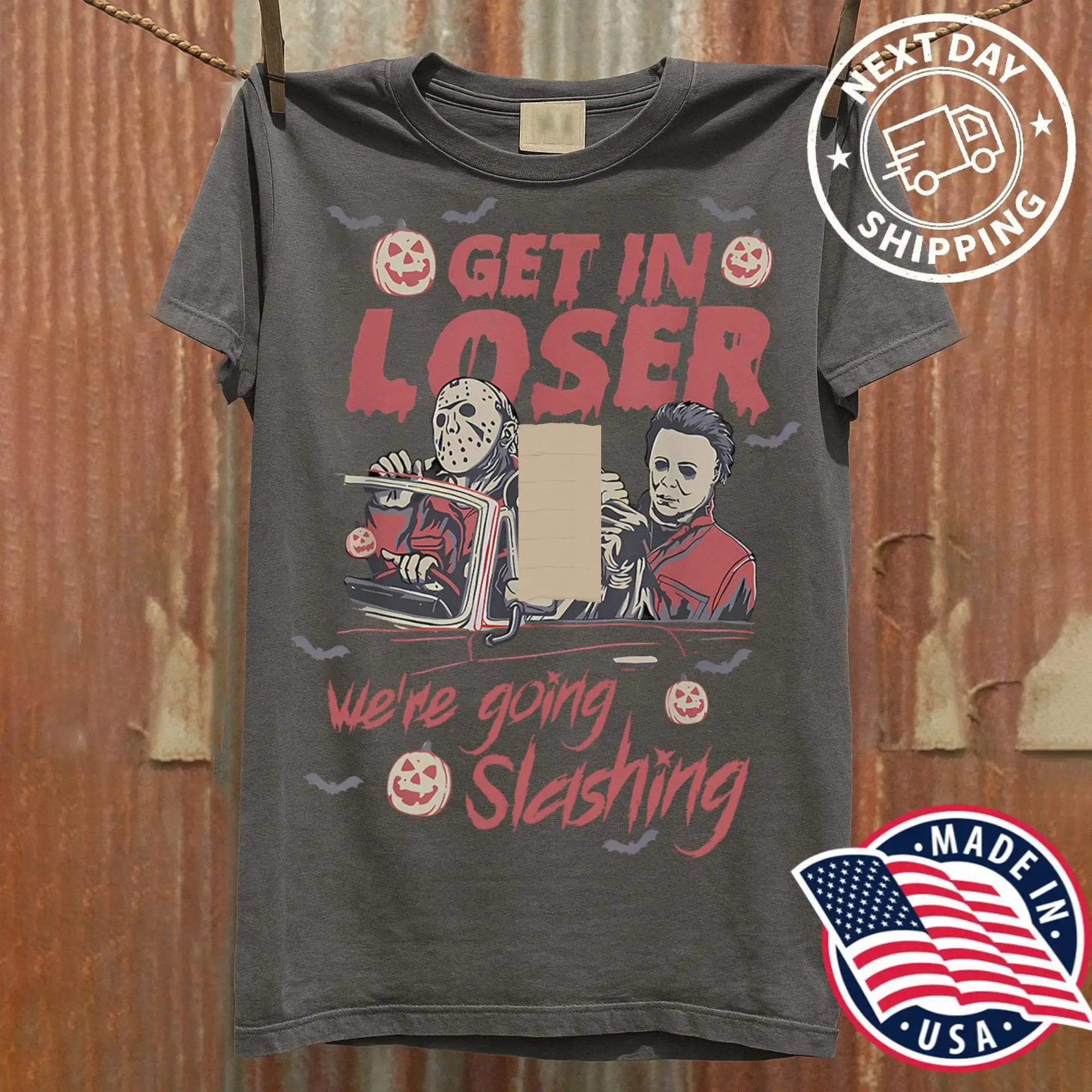 Get In Loser We're Going Slashing Shirt, Horror Halloween The Slayers Retro Halloween Shirt, Horror Movie Characters