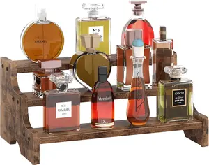 Wooden Display Riser Stand, Tiered Perfume and Cologne Organizer Stand, 3 Tier  Rack, Rustic Display Shelf for Candles, Kitchen Storage Holder for  Bottles, Jars, Seasonings
