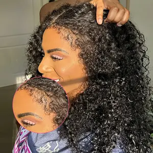 Simidola 4C Edges Hairline 13x6 Frontal HD Lace 200% Density Human Hair Front Lace Wig With Kinky Curly Baby Hair Realistic Hairline