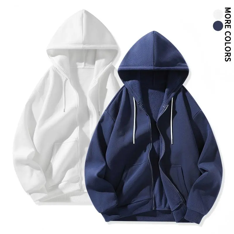 Simple and comfortable zip-up hoodie for spring and autumn, ideal for men’s everyday campus outfits hoodies men