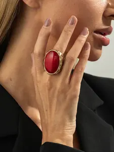 Bohemian Geometric Oval Gemstone Ring for Women, Fashionable Elegant Daily Party Jewelry, Versatile Faux Gemstone Gift