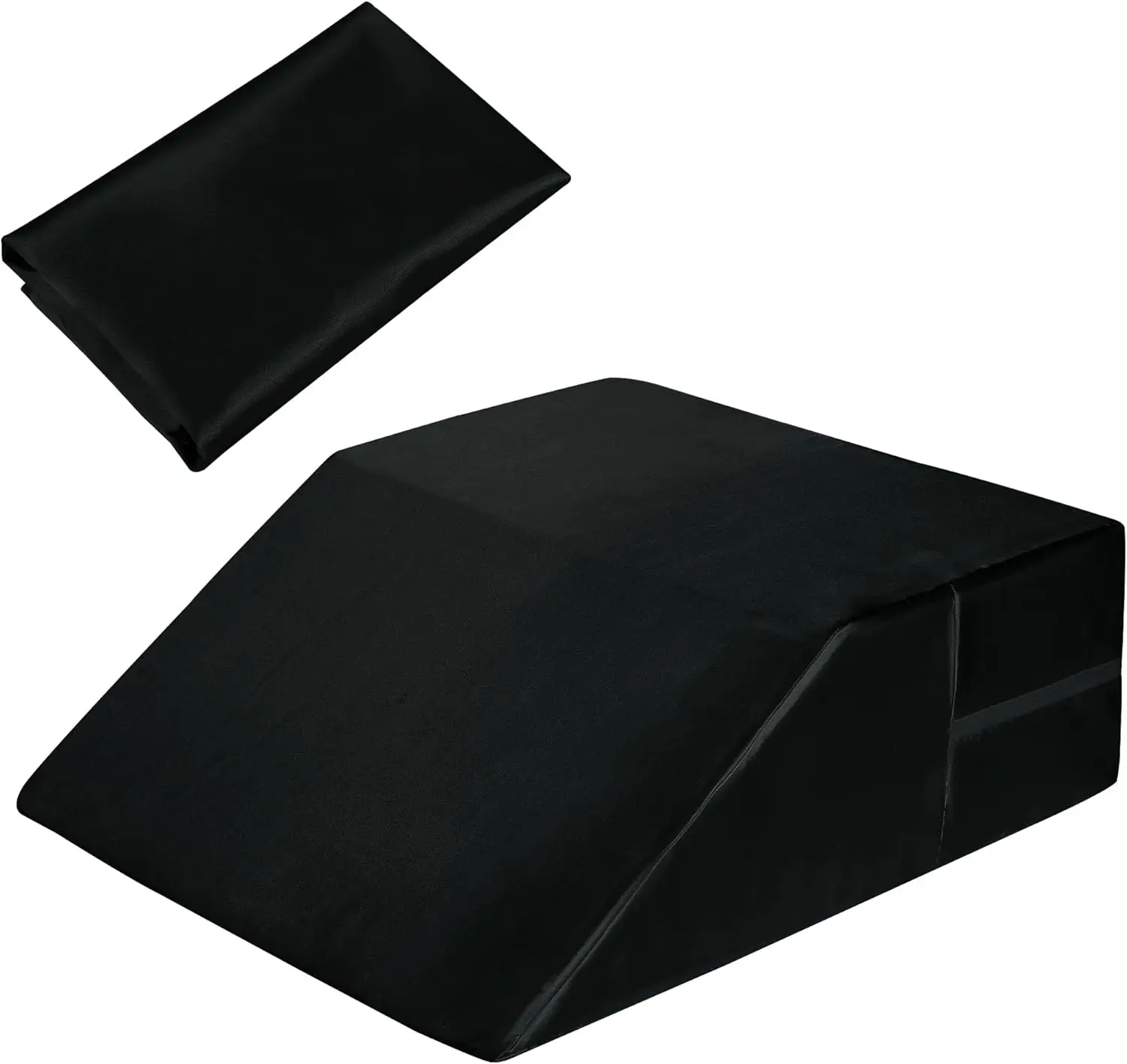 HOMBYS Satin Wedge Pillow Cover Leg Elevation Pillowcase -Silky & Smooth Bed Wedge Replacement Case with Zipper, Removable & Machine Washable(Cover Only), Black