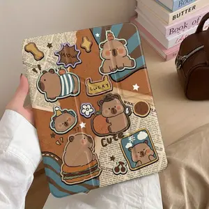 Kawaii Water Dolphin Sticker iPad Flip Cover Case, Aesthetic Vintage Newspaper Style, Fits iPad 10/9/8/7/6, iPad Air 5/4/3, iPad Pro 11 Inch