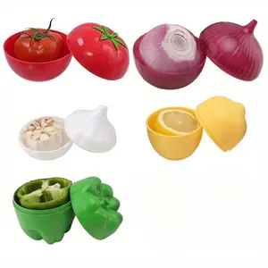5-Pack Fruit & Vegetable Shaped Storage Boxes, Durable Plastic Fridge & Freezer Containers, Easy Access Lids, Ideal for Kitchen Organization