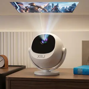 XBJ 4K Decoding Projector, 300 ANSI Lumens, Auto Keystone Correction, WiFi 6 + Bluetooth 6.0, Android 11, Native 1080P, Original Sound Quality, Portable for Outdoor Movie Viewing, Family Gift.