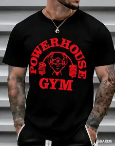 Men'S Heavyweight T-Shirt - 100% Vintage Washed Gym |   Loose Fit, Wide Shoulder Sleeves, Gorilla World Gym & Powerhouse Gym Graphic Print