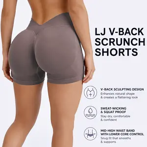 DEEFY LJ V-BACK SCRUNCH SHORTS Women Butt Lifting Seamless Gym Yoga Workout Booty Shorts Activewear