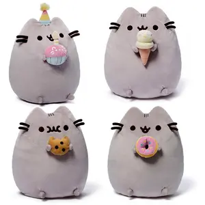 Cute gray cat plush pillow, home and office decoration, stylish snack accent, soft plush cushion for sofa, bed, and table
