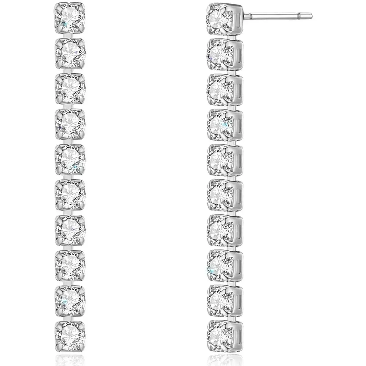 Simulated Diamond Drop Earrings for Women - Cubic Zirconia Statement Tennis Earrings - Hypoallergenic and Safe for Sensitive Ears