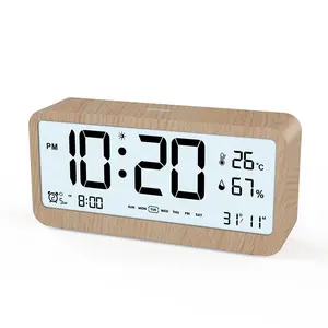 LCD Digital Multifunctional Alarm Clock Mute Electronic Clock Temperature Humidity Calendar Week Display Smart Night Light Mode Bedroom Clocks